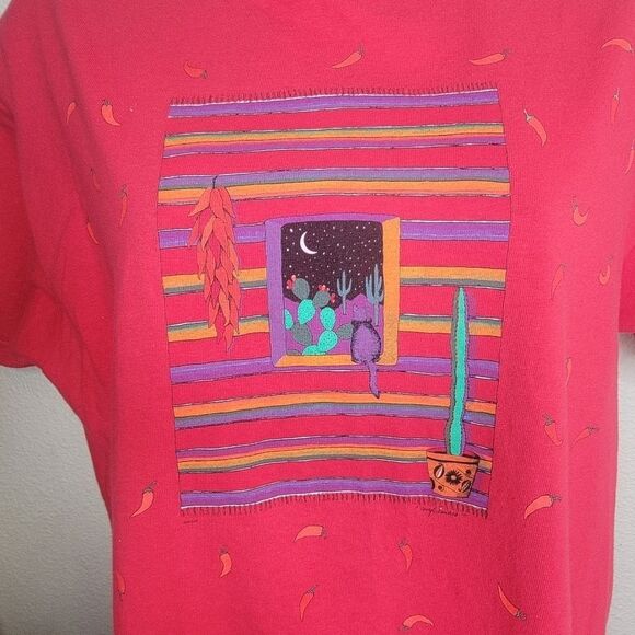 Nancy Lenches "Serape" Chili Pepper Wearable Art T-SHIRT Size Medium - Picture 6 of 6